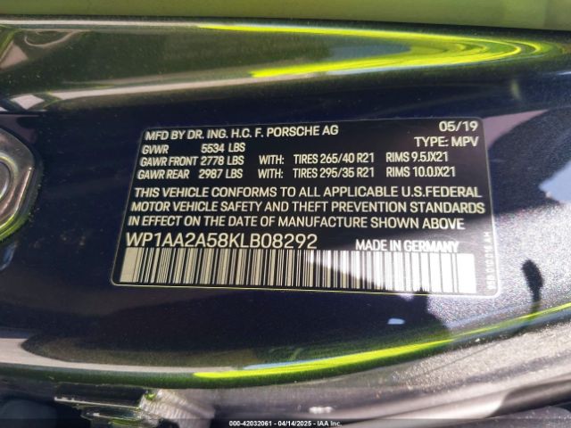 WP1AA2A58KLB08292 Porsche Macan