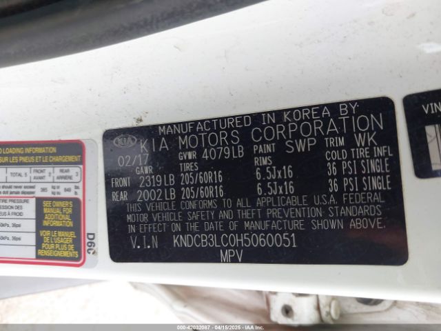 KNDCB3LC0H5060051 KIA NIRO FE