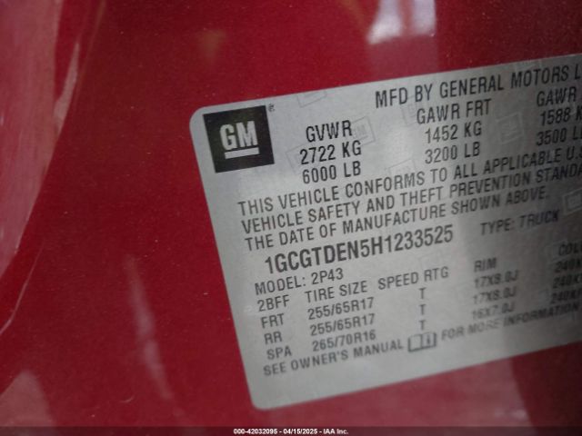 1GCGTDEN5H1233525 Chevrolet Colorado Z71