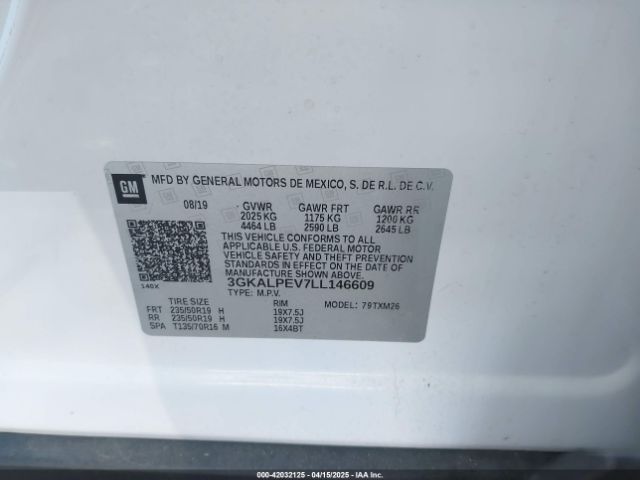 3GKALPEV7LL146609 GMC Terrain Fwd Slt
