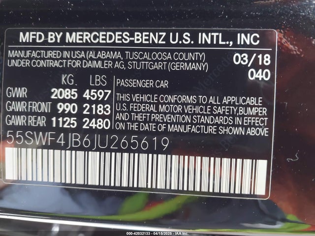 55SWF4JB6JU265619 Mercedes-Benz C 300
