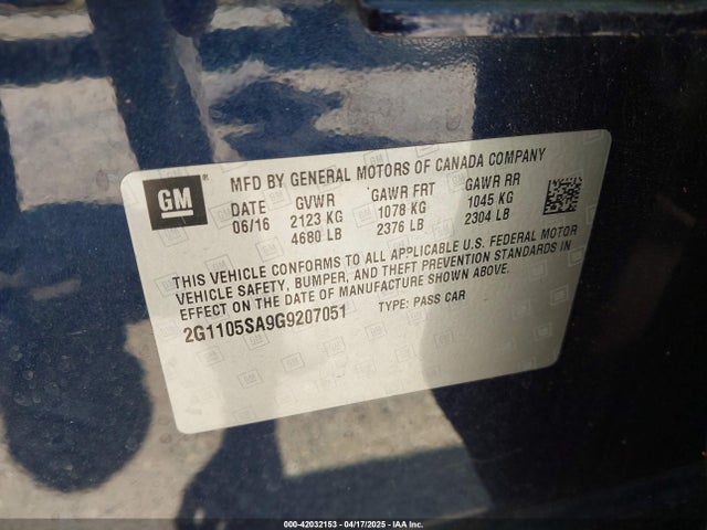 2G1105SA9G9207051 Chevrolet IMPALA 1LT