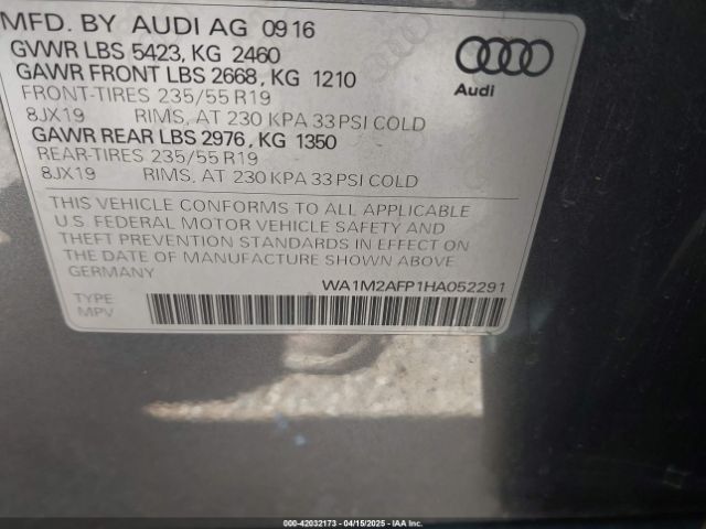 WA1M2AFP1HA052291 Audi Q5 2.0t Premium
