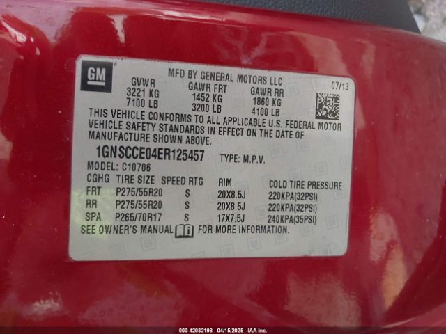 1GNSCCE04ER125457 Chevrolet Tahoe Ltz