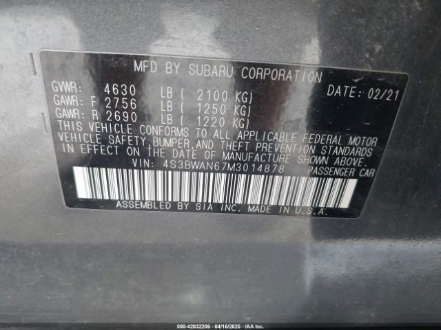 4S3BWAN67M3014878 Subaru Legacy Limited