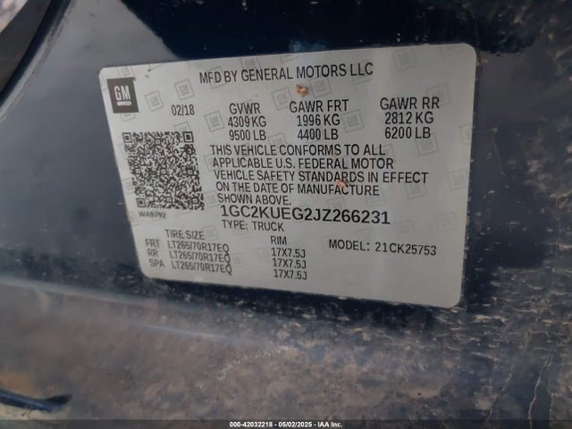1GC2KUEG2JZ266231 Chevrolet l96 - e85 max, iron