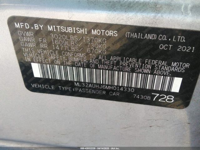 2021 MITSUBISHI MIRAGE ML32AUHJ6MH014330 Photo 8