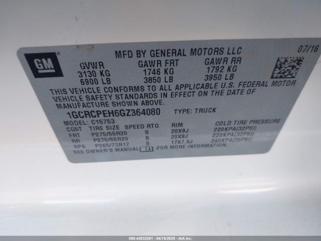 1GCRCPEH6GZ364080 Chevrolet Silverado 1500 Custom