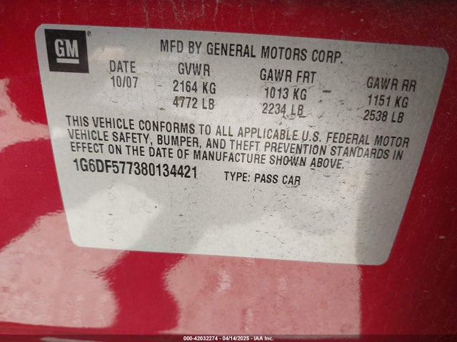 2008 CADILLAC CTS 1G6DF577380134421 Photo 8