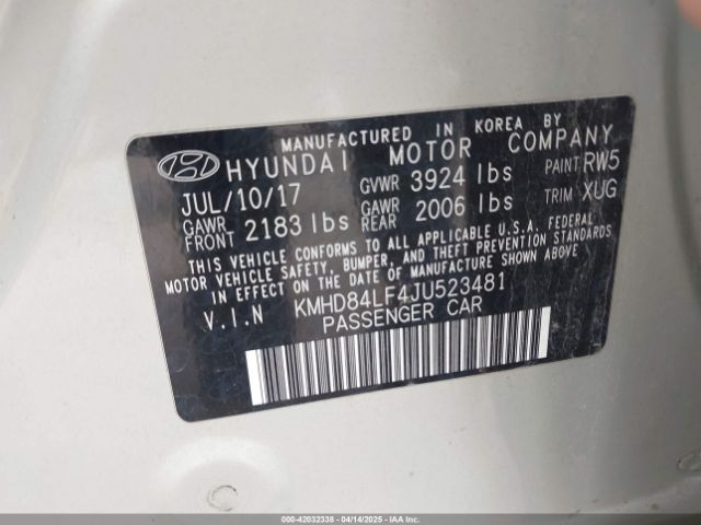 KMHD84LF4JU523481 Hyundai ELANTRA SEL