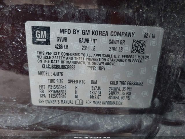 KL4CJBSB8JB639893 Buick Encore Preferred Ii