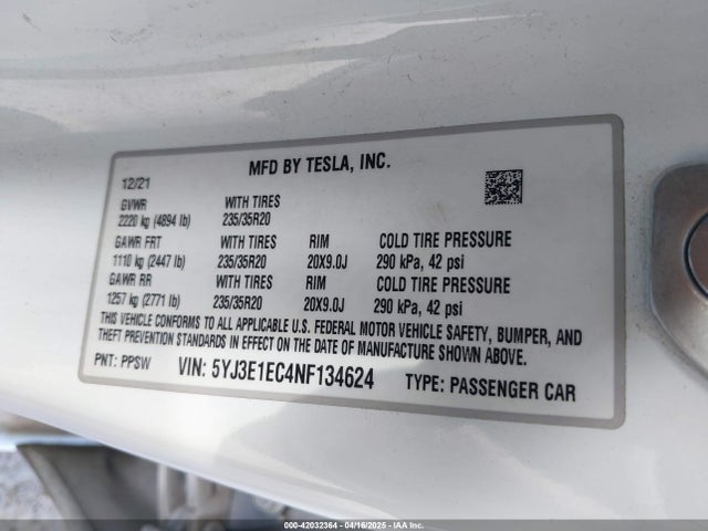 2022 TESLA MODEL 3 5YJ3E1EC4NF134624 Photo 8