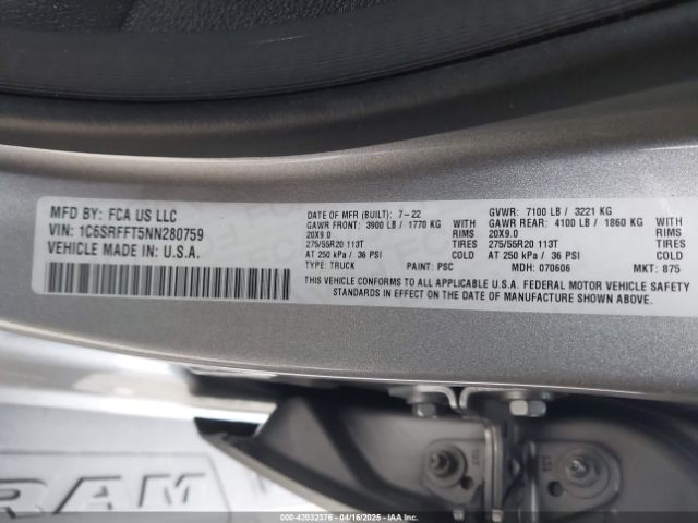 2022 RAM 1500 1C6SRFFT5NN280759 Photo 8