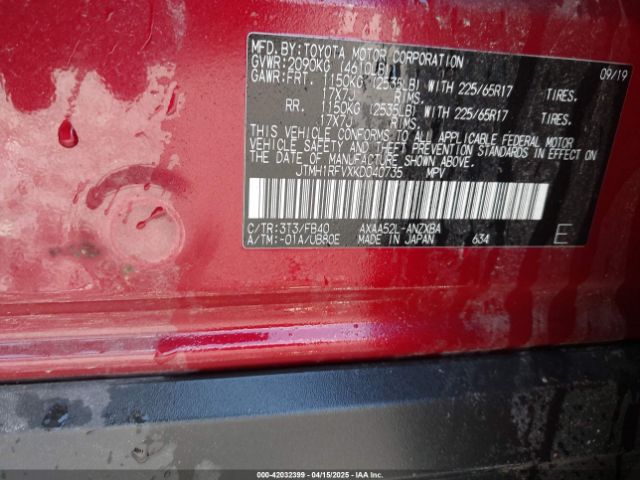JTMH1RFVXKD040735 Toyota RAV4 LE