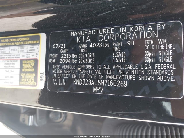 KNDJ23AU8N7160269 KIA SOUL LX