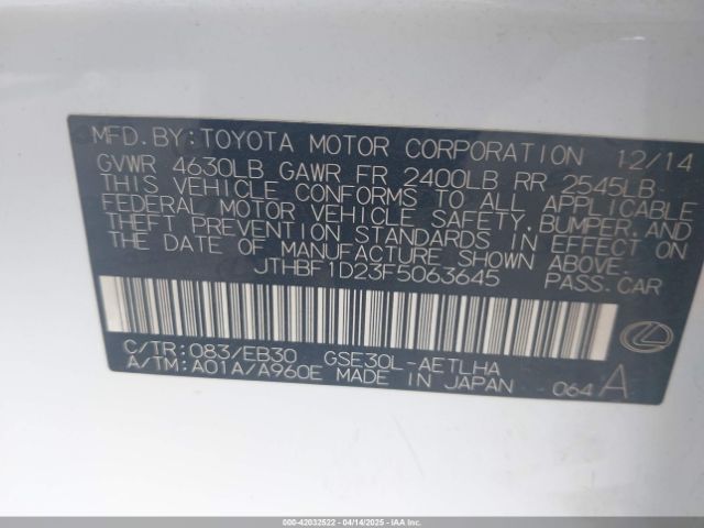 JTHBF1D23F5063645 Lexus IS 250