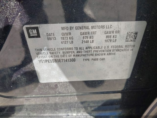 1G1PE5SB9E7141300 Chevrolet Cruze 2lt Auto