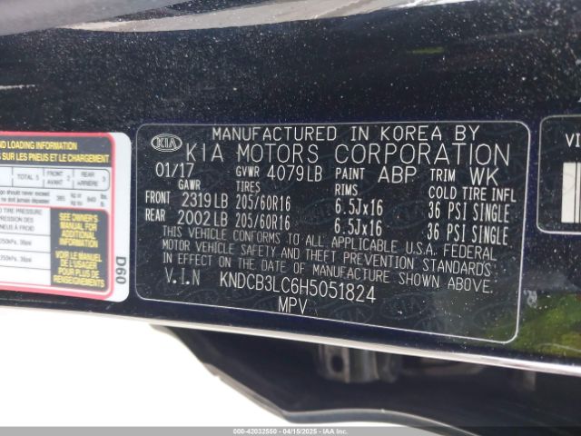 KNDCB3LC6H5051824 KIA NIRO FE