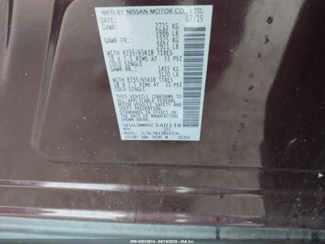 5N1AL0MM4FC540138 Infiniti QX60