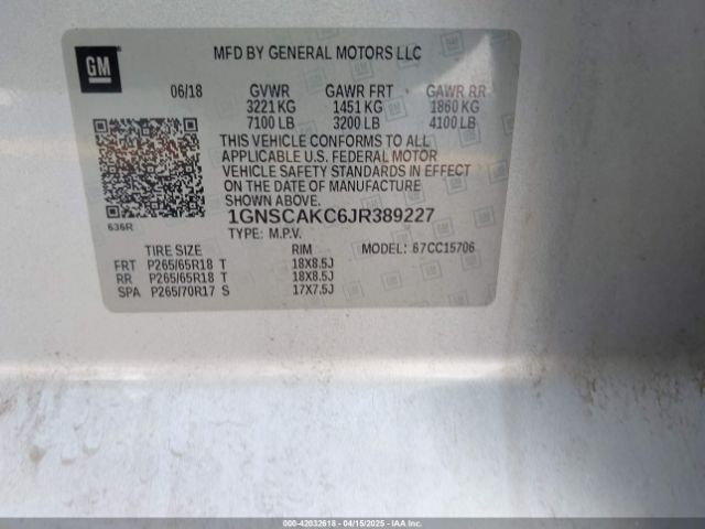 1GNSCAKC6JR389227 Chevrolet Tahoe Ls