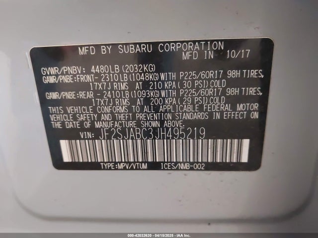 JF2SJABC3JH495219 Subaru Forester 2.5i