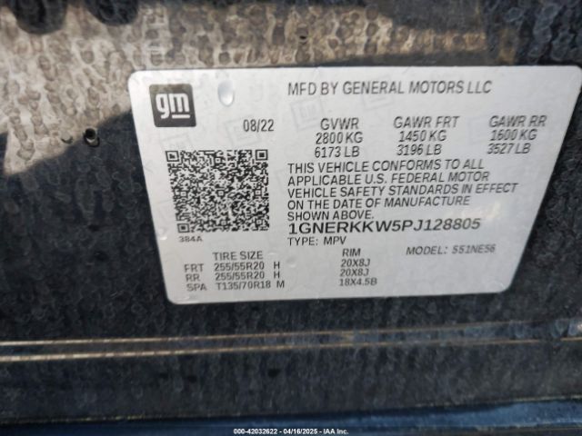 1GNERKKW5PJ128805 Chevrolet Traverse Fwd Premier