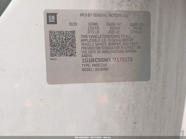 1G1BC5SMXJ7172275 Chevrolet Cruze Ls Auto