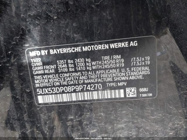 2023 BMW X3 5UX53DP08P9P74270 Photo 8