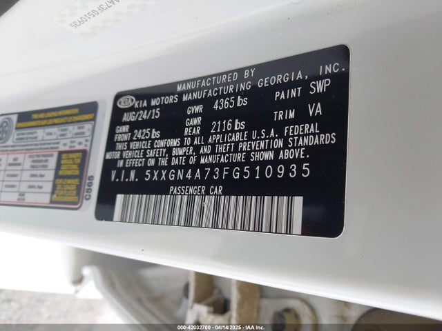 5XXGN4A73FG510935 KIA OPTIMA EX