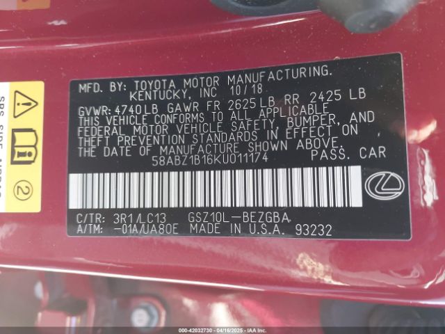 58ABZ1B16KU011174 Lexus Es 350 Ultra Luxury