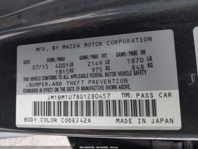 JM1BM1U78G1280457 Mazda Mazda3 I Sport