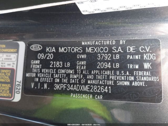 3KPF34ADXME282641 KIA Forte Gt Line