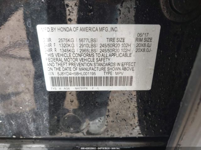 5J8YD4H58HL001195 Acura Mdx Technology