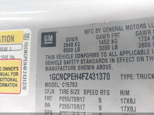 1GCNCPEH4FZ431370 Chevrolet Silverado C1500