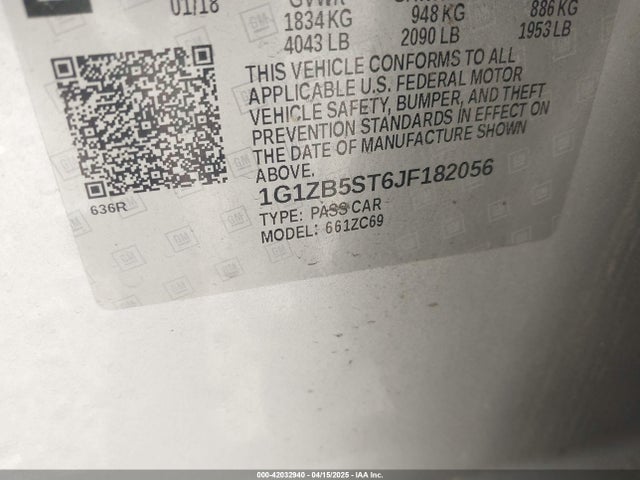 1G1ZB5ST6JF182056 Chevrolet MALIBU LS