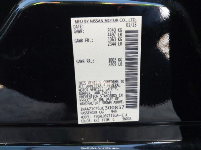 1N4AZ1CP5JC300857 Nissan LEAF SV