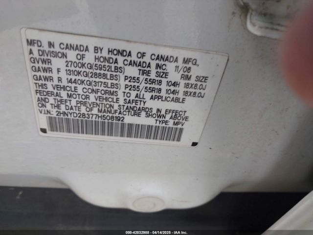 2007 ACURA MDX 2HNYD28377H508192 Photo 8