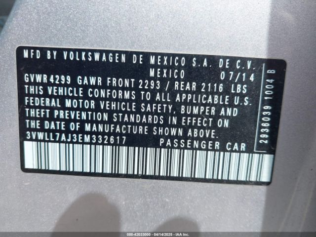 3VWLL7AJ3EM332617 Volkswagen Jetta 2.0l Tdi Value Edition