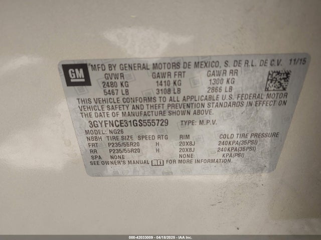 2016 CADILLAC SRX 3GYFNCE31GS555729 Photo 8