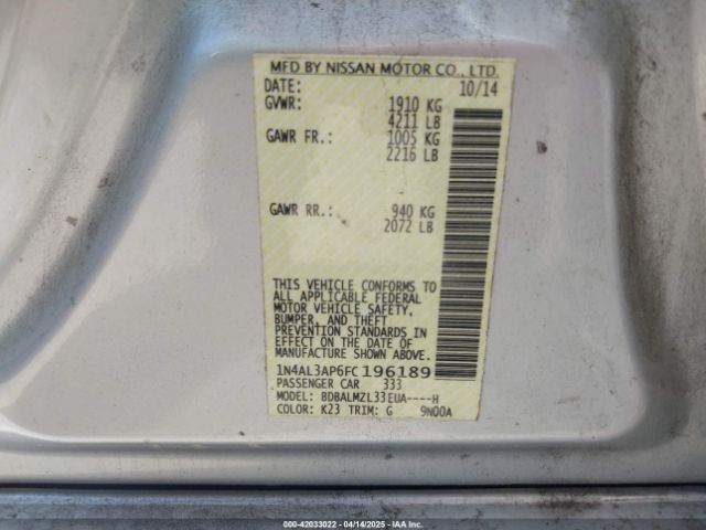 2015 NISSAN ALTIMA 1N4AL3AP6FC196189 Photo 8