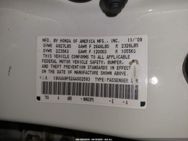 2010 ACURA TL 19UUA9F52AA002593 Photo 8
