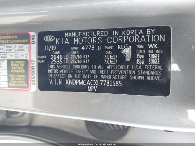 KNDPMCACXL7781585 KIA Sportage Lx