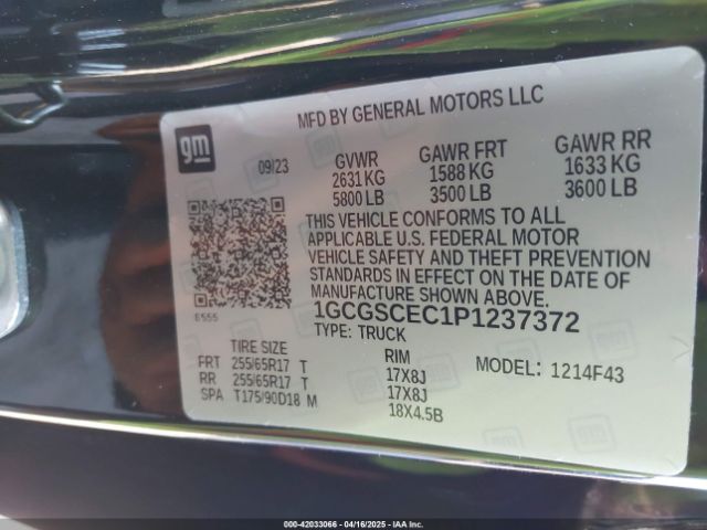 1GCGSCEC1P1237372 Chevrolet Colorado 2wd  Short Box Lt
