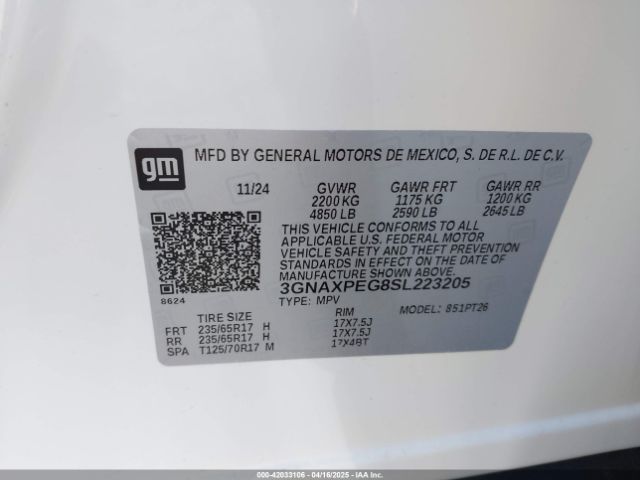 3GNAXPEG8SL223205 Chevrolet Equinox Awd Lt