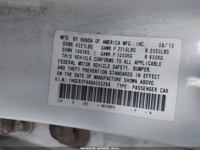 1HGCR2F88GA005268 Honda k24w1