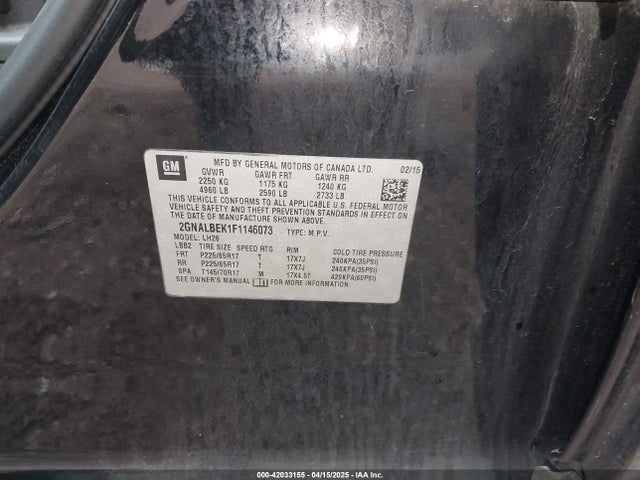 2GNALBEK1F1146073 Chevrolet EQUINOX 1LT