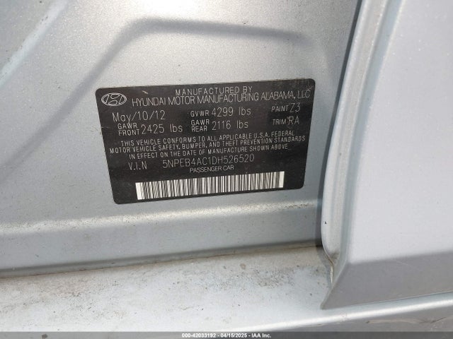 2013 Hyundai Sonata Gls მანქანა იყიდება აუქციონზე, vin: 5NPEB4AC1DH526520, აუქციონის ნომერი: 42033192