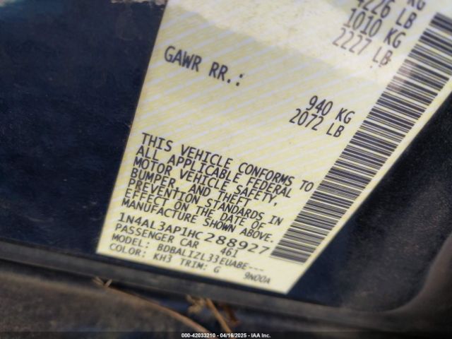 1N4AL3AP1HC288927 Nissan Altima 2.5 Sv