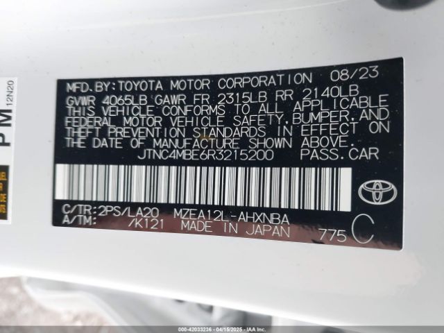 JTNC4MBE6R3215200 Toyota Corolla Xse