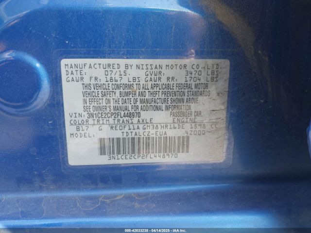 3N1CE2CP2FL448970 Nissan Versa Note S Plus
